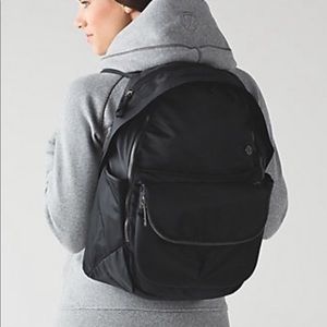 LULULEMON black all day backpack with purse
